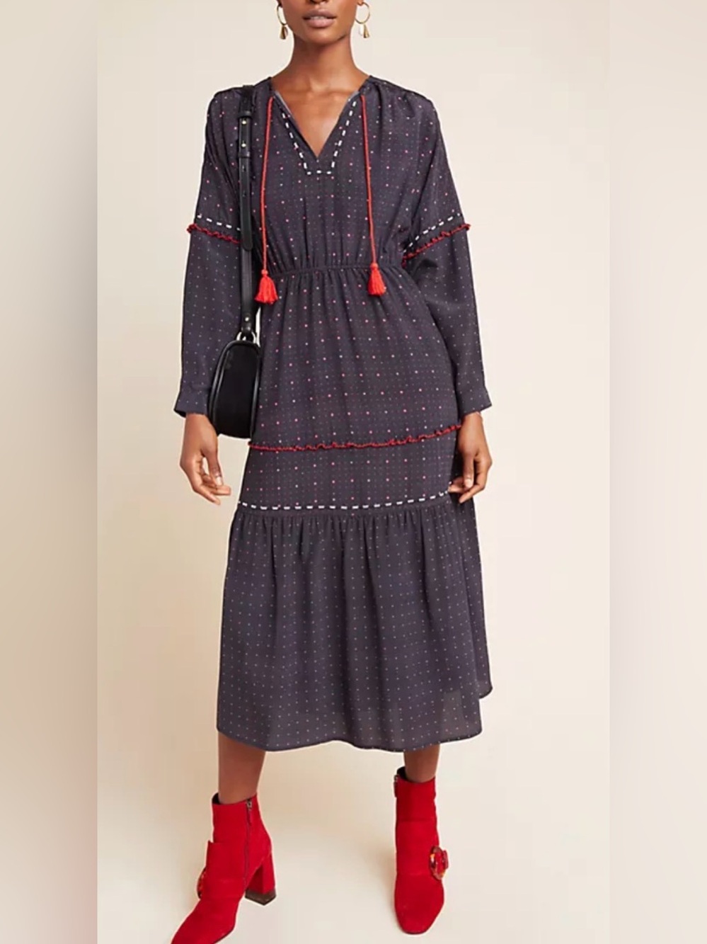 Anthropologie DOLAN Collection Lindy Embroidered Midi Dress XS
